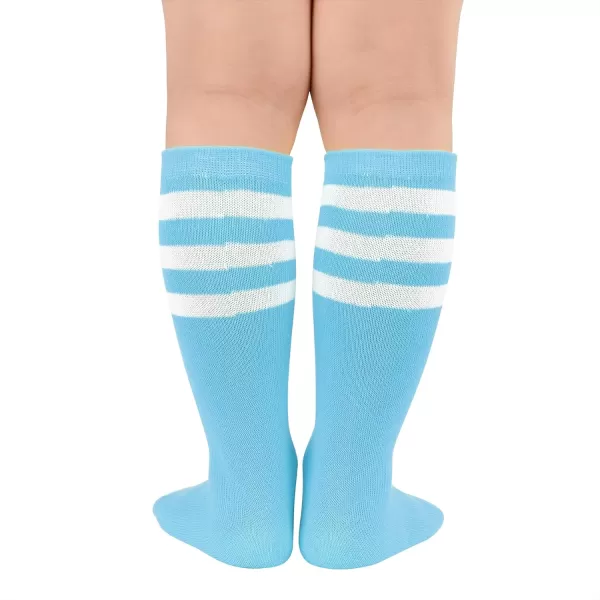 Zando Kids Child Cotton Three Stripes Sport Soccer Team Socks Uniform Tube Cute Knee High Stocking for Boys Girls