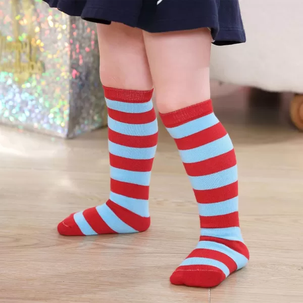 Zando Kids Child Cotton Three Stripes Sport Soccer Team Socks Uniform Tube Cute Knee High Stocking for Boys Girls