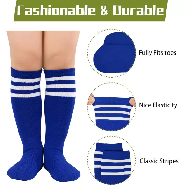 Zando Kids Child Cotton Three Stripes Sport Soccer Team Socks Uniform Tube Cute Knee High Stocking for Boys Girls