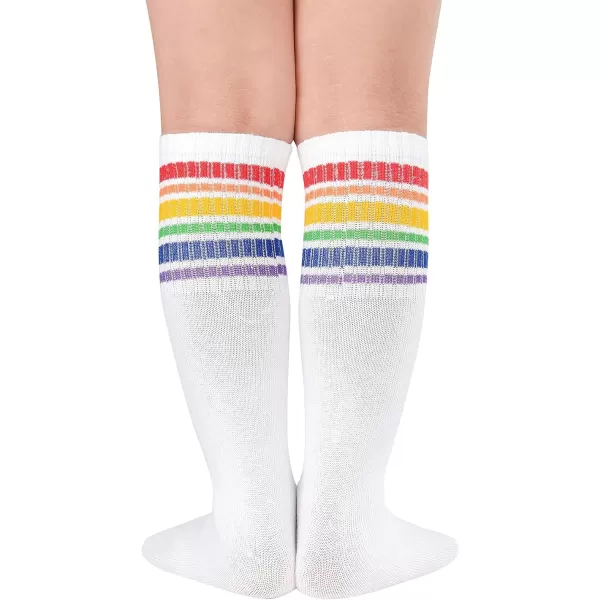 Zando Kids Child Cotton Three Stripes Sport Soccer Team Socks Uniform Tube Cute Knee High Stocking for Boys Girls