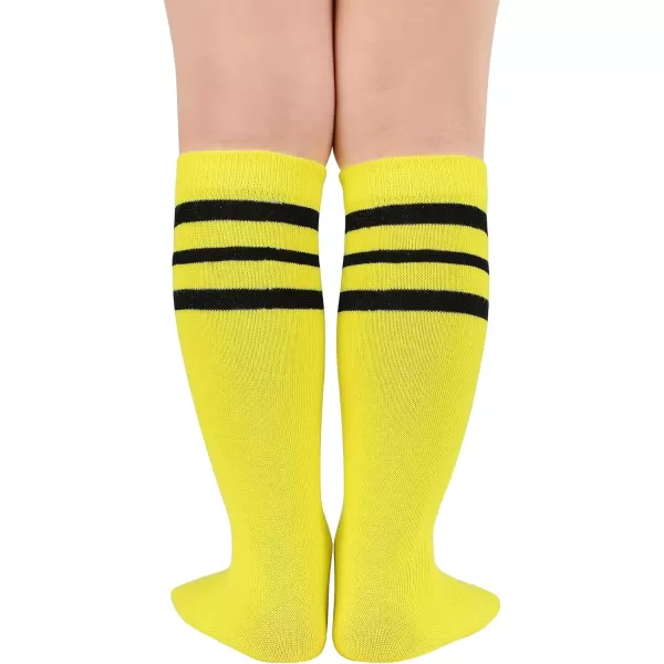 Zando Kids Child Cotton Three Stripes Sport Soccer Team Socks Uniform Tube Cute Knee High Stocking for Boys Girls