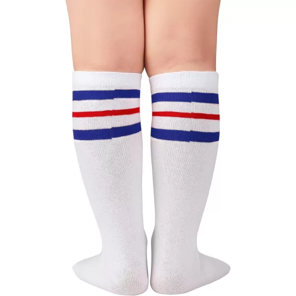 Zando Kids Child Cotton Three Stripes Sport Soccer Team Socks Uniform Tube Cute Knee High Stocking for Boys Girls