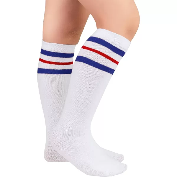 Zando Kids Child Cotton Three Stripes Sport Soccer Team Socks Uniform Tube Cute Knee High Stocking for Boys Girls