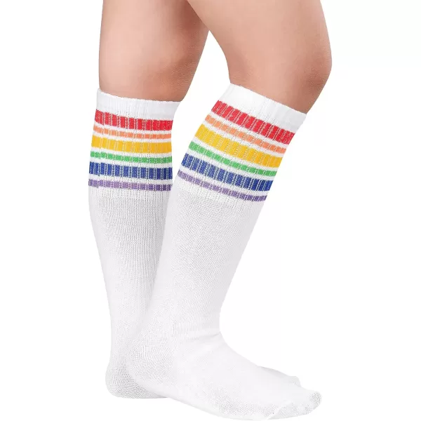 Zando Kids Child Cotton Three Stripes Sport Soccer Team Socks Uniform Tube Cute Knee High Stocking for Boys Girls