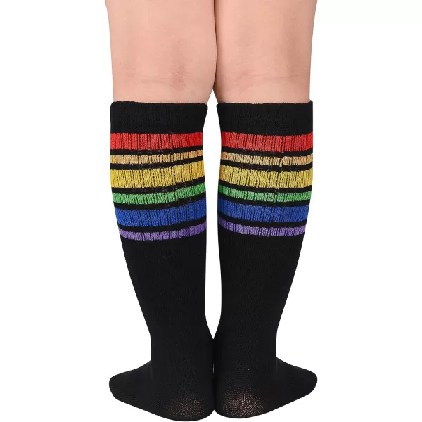 Zando Kids Child Cotton Three Stripes Sport Soccer Team Socks Uniform Tube Cute Knee High Stocking for Boys Girls