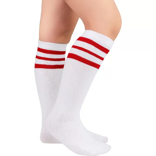 Zando Kids Child Cotton Three Stripes Sport Soccer Team Socks Uniform Tube Cute Knee High Stocking for Boys Girls