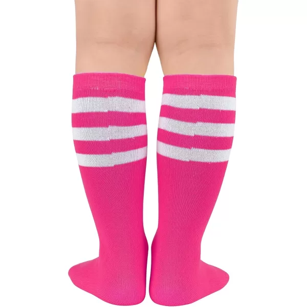 Zando Kids Child Cotton Three Stripes Sport Soccer Team Socks Uniform Tube Cute Knee High Stocking for Boys Girls