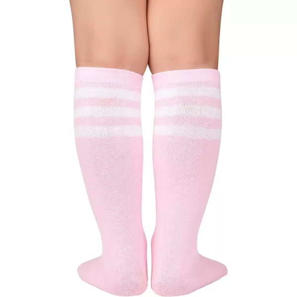 Zando Kids Child Cotton Three Stripes Sport Soccer Team Socks Uniform Tube Cute Knee High Stocking for Boys Girls