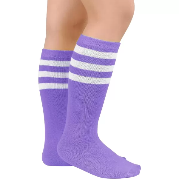 Zando Kids Child Cotton Three Stripes Sport Soccer Team Socks Uniform Tube Cute Knee High Stocking for Boys Girls
