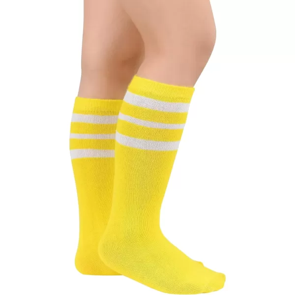 Zando Kids Child Cotton Three Stripes Sport Soccer Team Socks Uniform Tube Cute Knee High Stocking for Boys Girls