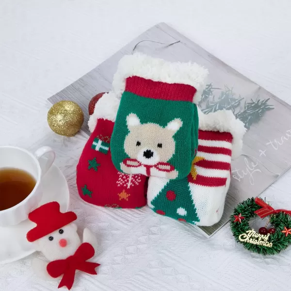Zando Kids Christmas Fuzzy Socks Girls Boys Thermal Thick Socks Soft Fluffy Socks Toddler Cozy Socks