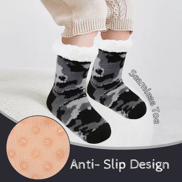 Zando Kids Girls Boys Slipper Socks Christmas Warm Fleece Fuzzy Socks Non-Skid Children Animal Thick Grip Fluffy Socks