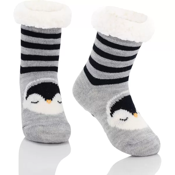 Zando Kids Girls Boys Slipper Socks Christmas Warm Fleece Fuzzy Socks Non-Skid Children Animal Thick Grip Fluffy Socks