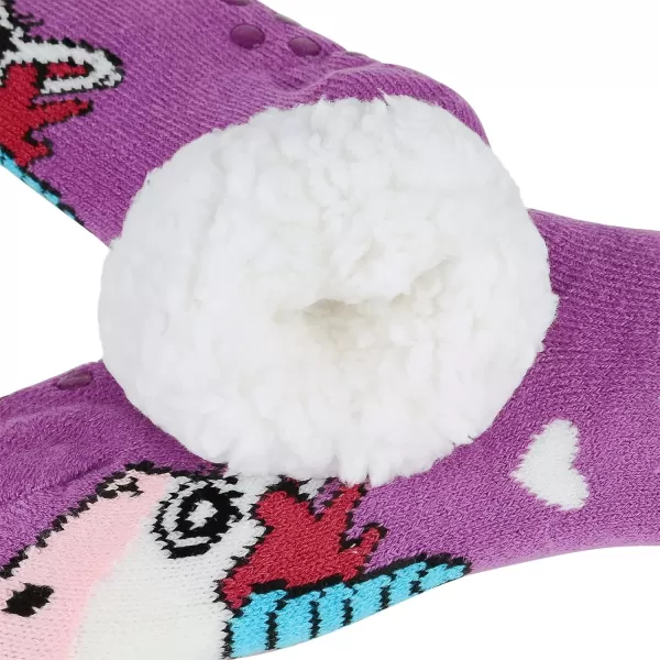 Zando Kids Girls Boys Slipper Socks Christmas Warm Fleece Fuzzy Socks Non-Skid Children Animal Thick Grip Fluffy Socks