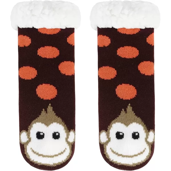 Zando Kids Girls Boys Slipper Socks Christmas Warm Fleece Fuzzy Socks Non-Skid Children Animal Thick Grip Fluffy Socks