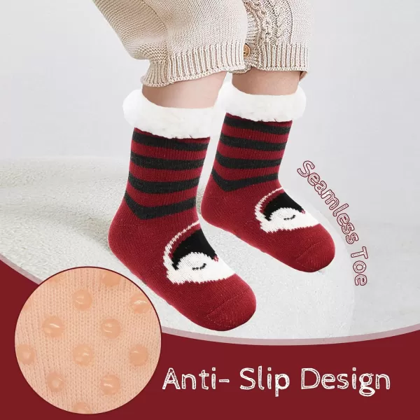 Zando Kids Girls Boys Slipper Socks Christmas Warm Fleece Fuzzy Socks Non-Skid Children Animal Thick Grip Fluffy Socks