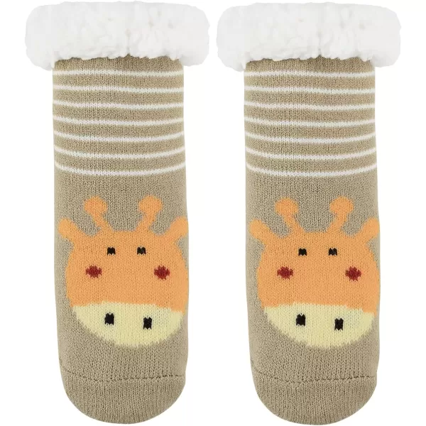 Zando Kids Girls Boys Slipper Socks Christmas Warm Fleece Fuzzy Socks Non-Skid Children Animal Thick Grip Fluffy Socks
