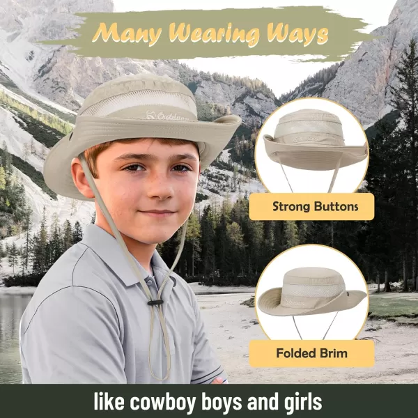 Zando Kids Sun Hat Outdoor UPF 50+ Boys Sun Hat Wide Brim Kids Fishing Bucket Hat for Kids Hiking Camping Beach Safari Hat