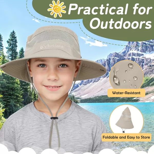 Zando Kids Sun Hat Outdoor UPF 50+ Boys Sun Hat Wide Brim Kids Fishing Bucket Hat for Kids Hiking Camping Beach Safari Hat