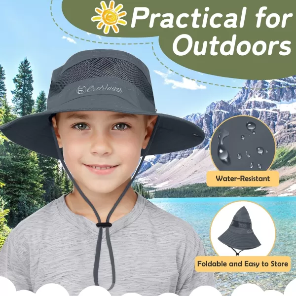 Zando Kids Sun Hat Outdoor UPF 50+ Boys Sun Hat Wide Brim Kids Fishing Bucket Hat for Kids Hiking Camping Beach Safari Hat