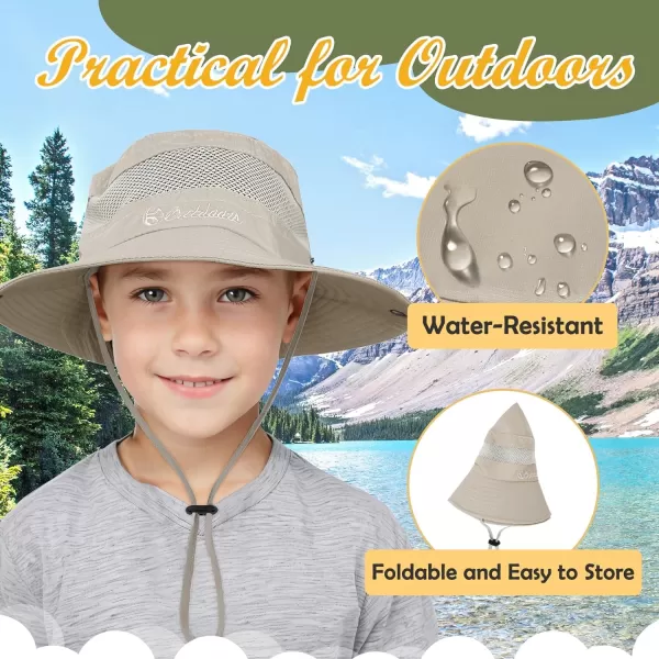 Zando Kids Sun Hat Outdoor UPF 50+ Boys Sun Hat Wide Brim Kids Fishing Bucket Hat for Kids Hiking Camping Beach Safari Hat