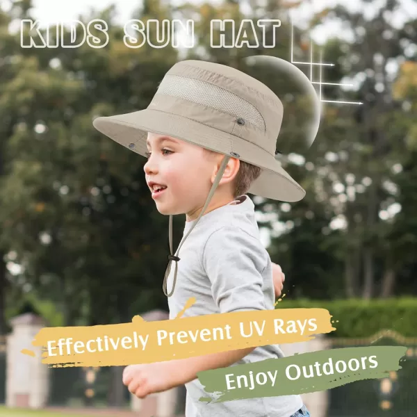 Zando Kids Sun Hat Outdoor UPF 50+ Boys Sun Hat Wide Brim Kids Fishing Bucket Hat for Kids Hiking Camping Beach Safari Hat
