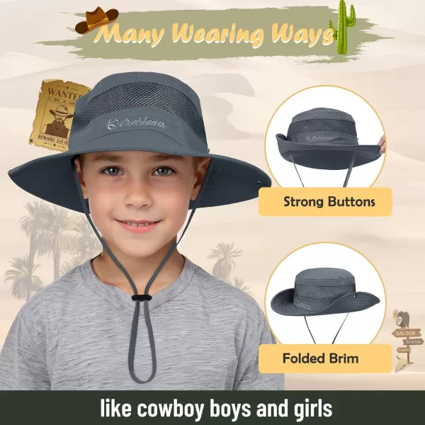 Zando Kids Sun Hat Outdoor UPF 50+ Boys Sun Hat Wide Brim Kids Fishing Bucket Hat for Kids Hiking Camping Beach Safari Hat