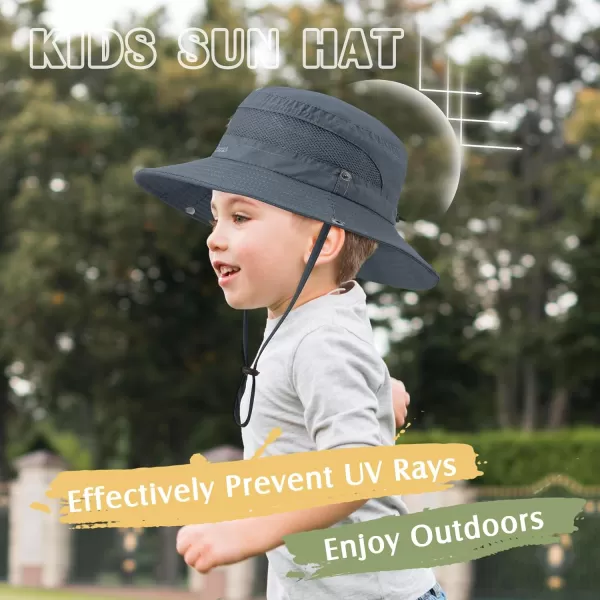 Zando Kids Sun Hat Outdoor UPF 50+ Boys Sun Hat Wide Brim Kids Fishing Bucket Hat for Kids Hiking Camping Beach Safari Hat