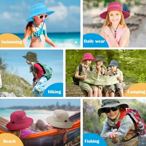 Zando Kids Sun Hat Outdoor UPF 50+ Boys Sun Hat Wide Brim Kids Fishing Bucket Hat for Kids Hiking Camping Beach Safari Hat