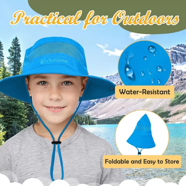 Zando Kids Sun Hat Outdoor UPF 50+ Boys Sun Hat Wide Brim Kids Fishing Bucket Hat for Kids Hiking Camping Beach Safari Hat