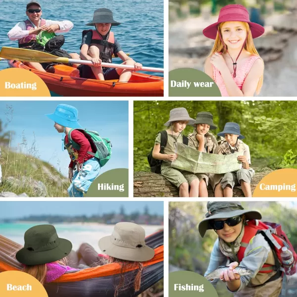 Zando Kids Sun Hat Outdoor UPF 50+ Boys Sun Hat Wide Brim Kids Fishing Bucket Hat for Kids Hiking Camping Beach Safari Hat