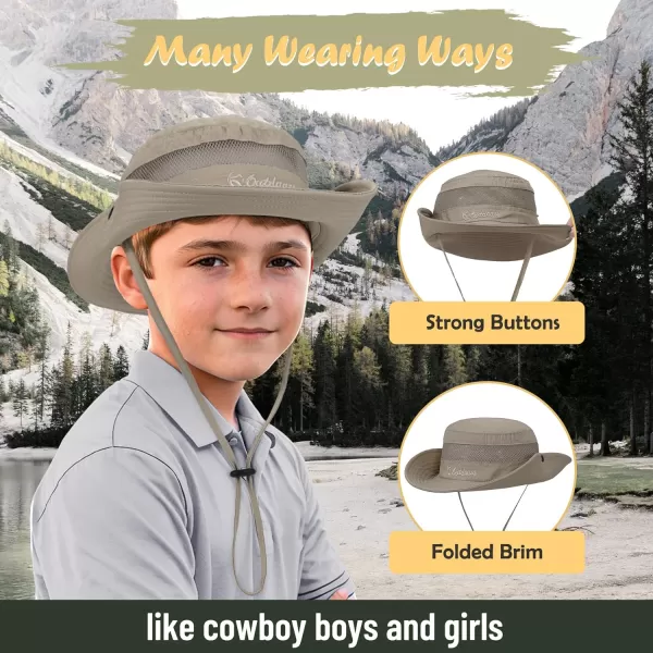 Zando Kids Sun Hat Outdoor UPF 50+ Boys Sun Hat Wide Brim Kids Fishing Bucket Hat for Kids Hiking Camping Beach Safari Hat