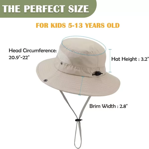 Zando Kids Sun Hat Outdoor UPF 50+ Boys Sun Hat Wide Brim Kids Fishing Bucket Hat for Kids Hiking Camping Beach Safari Hat