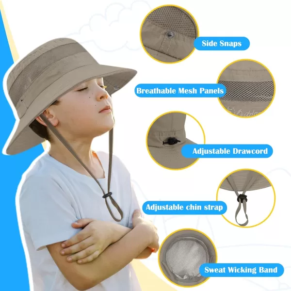 Zando Kids Sun Hat Outdoor UPF 50+ Boys Sun Hat Wide Brim Kids Fishing Bucket Hat for Kids Hiking Camping Beach Safari Hat