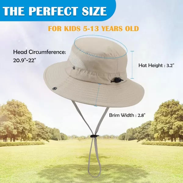 Zando Kids Sun Hat Outdoor UPF 50+ Boys Sun Hat Wide Brim Kids Fishing Bucket Hat for Kids Hiking Camping Beach Safari Hat