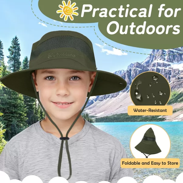Zando Kids Sun Hat Outdoor UPF 50+ Boys Sun Hat Wide Brim Kids Fishing Bucket Hat for Kids Hiking Camping Beach Safari Hat
