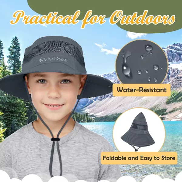 Zando Kids Sun Hat Outdoor UPF 50+ Boys Sun Hat Wide Brim Kids Fishing Bucket Hat for Kids Hiking Camping Beach Safari Hat