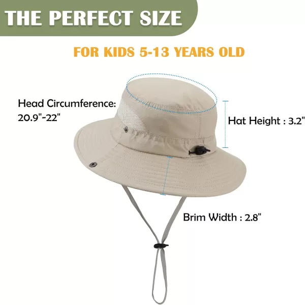 Zando Kids Sun Hat Outdoor UPF 50+ Boys Sun Hat Wide Brim Kids Fishing Bucket Hat for Kids Hiking Camping Beach Safari Hat