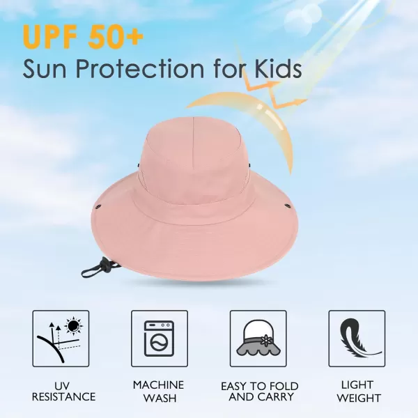 Zando Kids Sun Hat Ponytail Hole Wide Brim Bucket Hats for Kids UPF 50+ Sun Protection Hats Girls Summer Fishing Hat Ages 4-8