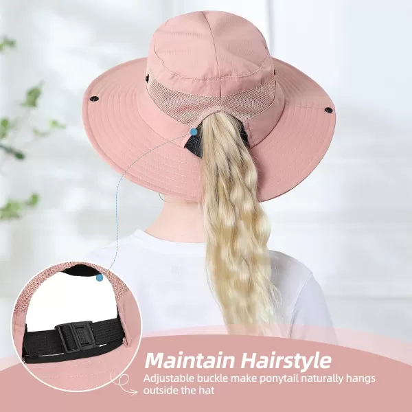Zando Kids Sun Hat Ponytail Hole Wide Brim Bucket Hats for Kids UPF 50+ Sun Protection Hats Girls Summer Fishing Hat Ages 4-8