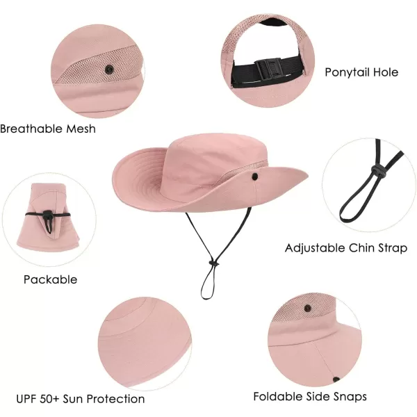 Zando Kids Sun Hat Ponytail Hole Wide Brim Bucket Hats for Kids UPF 50+ Sun Protection Hats Girls Summer Fishing Hat Ages 4-8