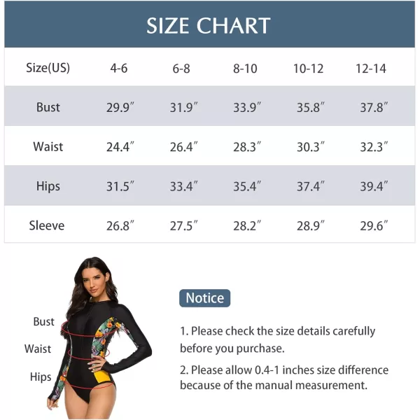 Zando Long Sleeve Swimsuit Women UPF 50+ One Piece for Womens Zip Floral Athletic Swim Wear Bathing Suit