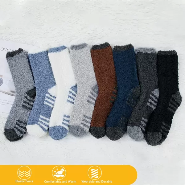 Zando Mens Fuzzy Socks Cozy Slipper Fluffy Socks Winter Warm Soft Cabin Stocking Comfy Sleep Fleece Socks Boot Socks
