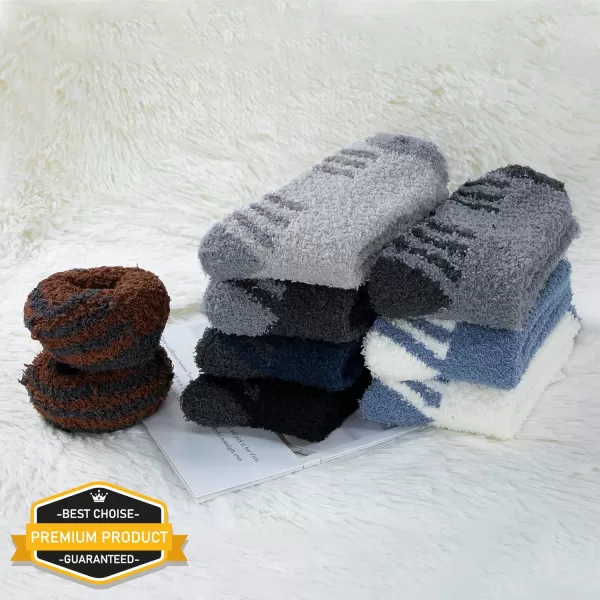 Zando Mens Fuzzy Socks Cozy Slipper Fluffy Socks Winter Warm Soft Cabin Stocking Comfy Sleep Fleece Socks Boot Socks