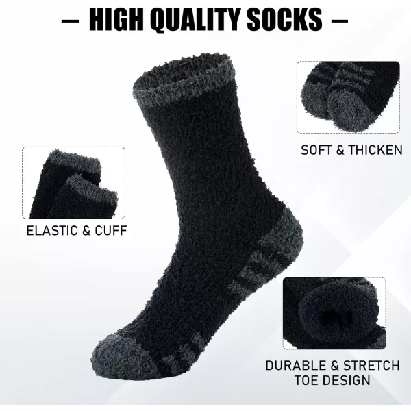 Zando Mens Fuzzy Socks Cozy Slipper Fluffy Socks Winter Warm Soft Cabin Stocking Comfy Sleep Fleece Socks Boot Socks