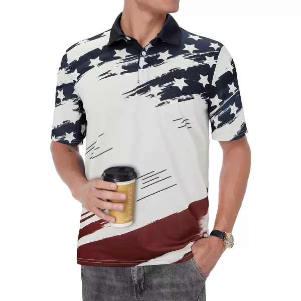 Zando Mens Striped Polo Shirts for Theme Short Sleeve Mardi Gras Shirt Golf Rainbow Pride Shirt Men American Flag Shirt