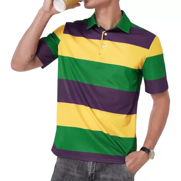 Zando Mens Striped Polo Shirts for Theme Short Sleeve Mardi Gras Shirt Golf Rainbow Pride Shirt Men American Flag Shirt