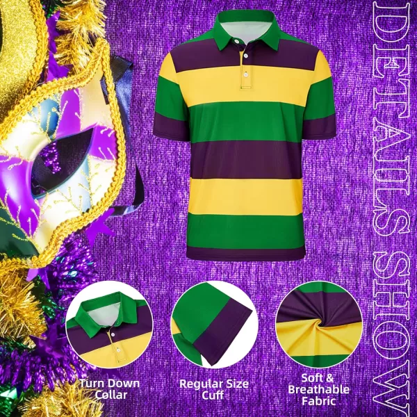 Zando Mens Striped Polo Shirts for Theme Short Sleeve Mardi Gras Shirt Golf Rainbow Pride Shirt Men American Flag Shirt