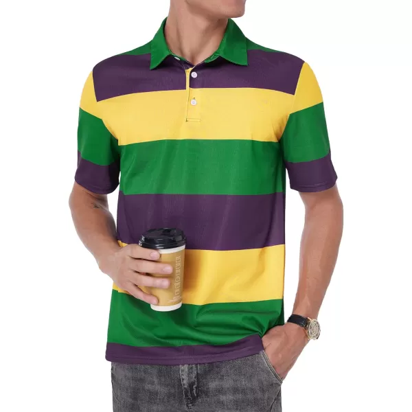 Zando Mens Striped Polo Shirts for Theme Short Sleeve Mardi Gras Shirt Golf Rainbow Pride Shirt Men American Flag Shirt