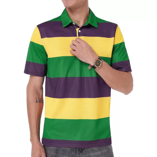 Zando Mens Striped Polo Shirts for Theme Short Sleeve Mardi Gras Shirt Golf Rainbow Pride Shirt Men American Flag Shirt